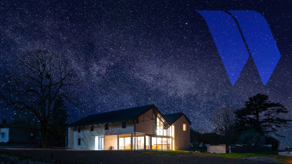 La maison Welcome sous un ciel étoilé