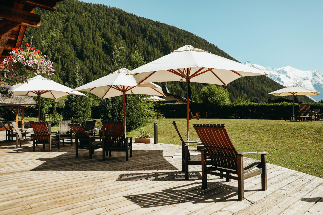 Terrasse vue Mont Blanc Grands Montets Hôtel Chamonix